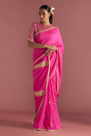 Masaba Paan Patti Motif Saree With Printed Blouse Piece 