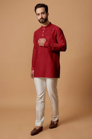 Virat Pintucked Mandarin Collar Kurta 