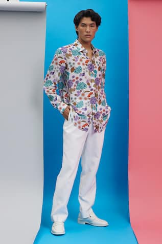 Nautanky Fiesta Bunch Of Flowers Print Shirt 