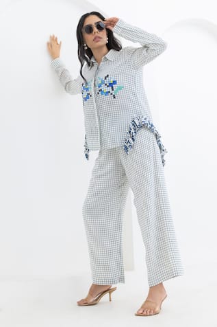 Pooja Rajgarhia Gupta Checkered Print Shirt & Trouser Set 