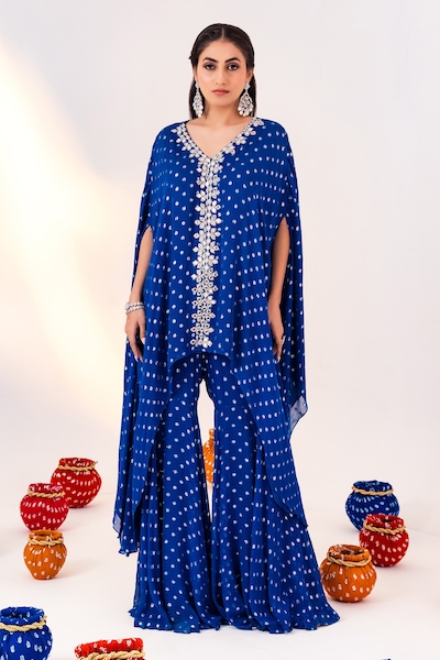 Silky Bindra Printed Jacket Kaftan & Gharara Set