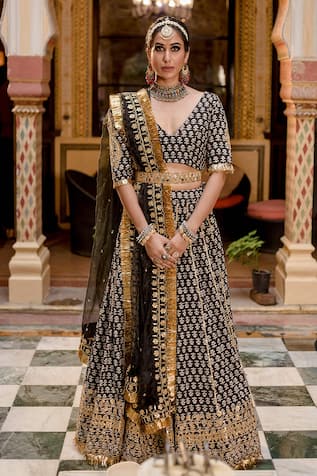 Gulabo Jaipur Shehzadi Mughal Floral Block Print Lehenga Set 