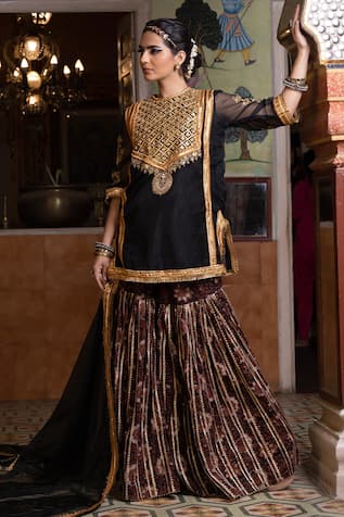 Gulabo Jaipur Aasman Gota Yoke Embroidered Kurta Sharara Set 