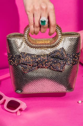 House Of Bio Harpers Bow Textured Tote Bag 