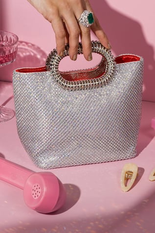 House Of Bio Harper Crystal Studded Tote Bag 