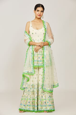 Gopi Vaid Pritika Embroidered Kurta Sharara Set 