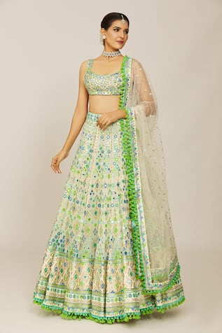 Gopi Vaid Embroidered Ivory Bridal Lehenga Set 