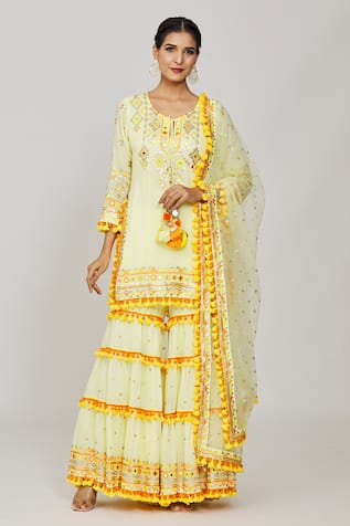 Gopi Vaid Maahika Embroidered Kurta Sharara Set 