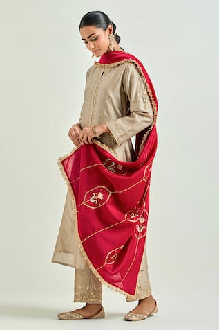 Anantaa By Roohi Chanderi Silk Straight Embroidered Kurta Set 