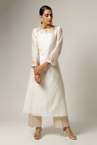 Anantaa By Roohi Silk Chanderi Full Sleeve Kurta Pant Set 