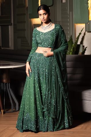 Sequin Cutdana Embellished Lehenga Set 