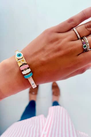Gold Enamelled Evil Eye Bracelet 