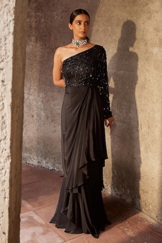 Nidhika Shekhar Husna Utsav One Shoulder Embroidered Gown 