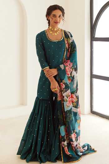 House Of Pink Sequin Embroidered Kurta Sharara Set 