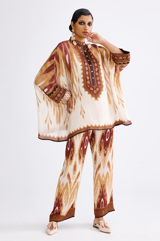 Rajdeep Ranawat Silk Ombre Abstract Print Tunic With Pant