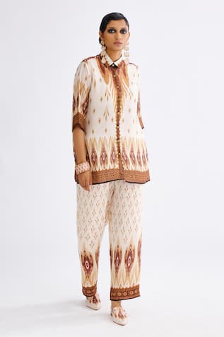 Maizah Silk Paisley Print Shirt & Pant Set 