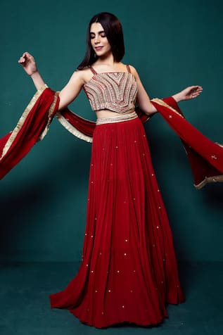 Suave Beaded Blouse Lehenga Set 