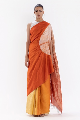 Studio Medium Silk Shibori Pattern Saree With Running Blouse