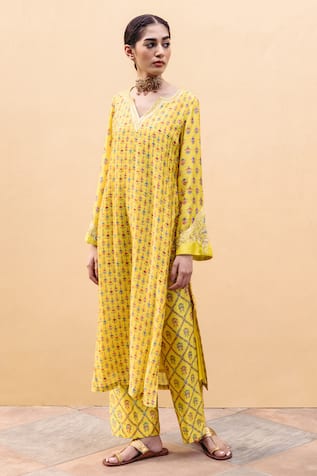 Trendy Designer Khadi Cream Kurti With Ankle Pant | Latest Kurti Designs
