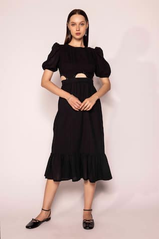 SHIMONA Cut-Out Solid Dress 