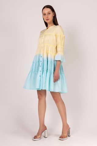 SHIMONA Iris Water Shaded Tiered Dress 