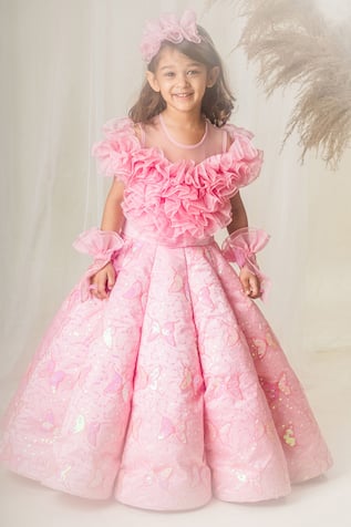 Butterfly Bliss Sequin Gown With Hair Band 