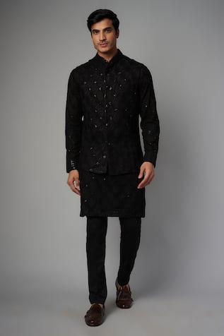 Rabani & Rakha Chikankari Embroidered Bundi Kurta Set 