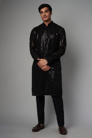 Rabani & Rakha Sequin Dibbi Jaal Bundi Kurta Set 
