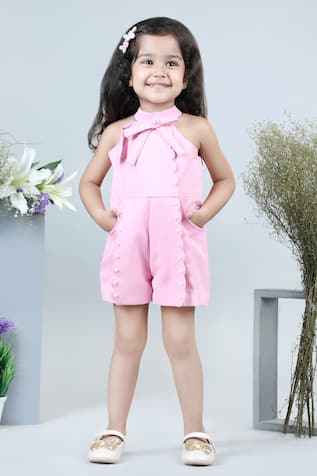 The Little Celebs Scallop Pearl Embellished Jumpsuit 