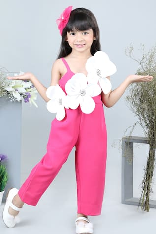 The Little Celebs Floral Applique Jumpsuit 