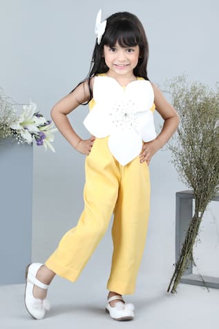 The Little Celebs Floral Applique Pattern Jumpsuit 