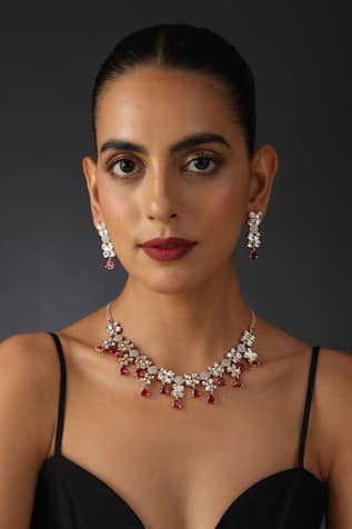 Floral Uncut Polki Work Necklace Set 