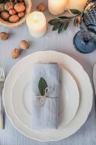 Solid Linen Table Cover 6 Pcs Set 