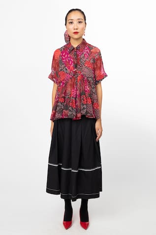 Leh Studios Broken Frill Abstract Pattern Top 