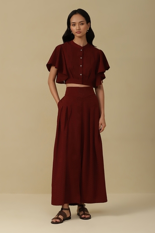 Aarke Ritu Kumar Solid Shirt & Palazzo Set