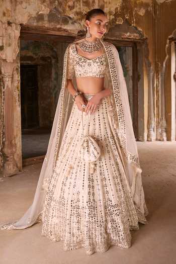 Labelmayaa Aisha Mirror Embroidered Bridal Lehenga Set 