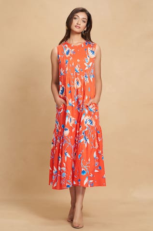 Gulabo by Abu Sandeep Lotus Bloom Print Dress 