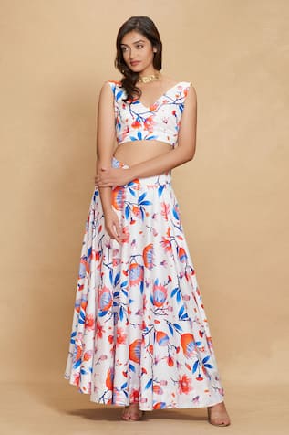 Gulabo by Abu Sandeep Floral Bloom Print Skirt 