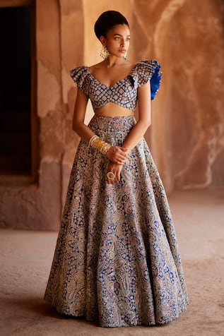 Mrunalini Rao Tulua Hand Embroidered Lehenga Set 