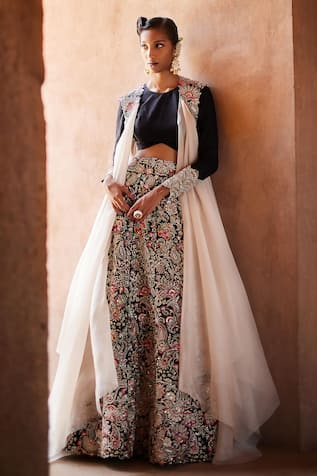 Mrunalini Rao Artha Embroidered Lehenga Set With Cape 