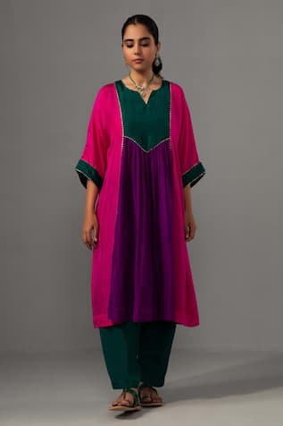 Label Shreya Sharma Colour Block Kurta With Pant 