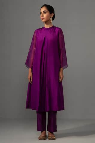 Label Shreya Sharma Silk Box Pleat Kurta With Pant 