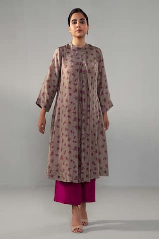 Label Shreya Sharma Silk Floral Print Kurta With Pant 