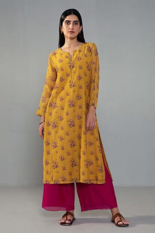 Label Shreya Sharma Chanderi Rose Print Kurta With Pant 