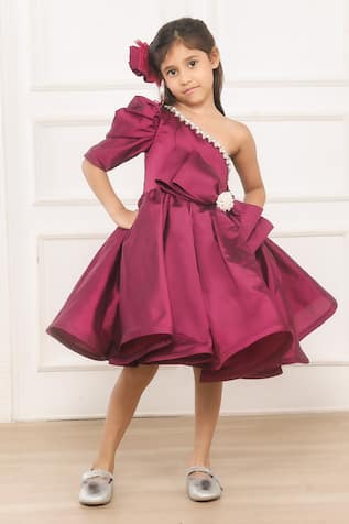 Pinkcow designs pvt ltd One Shoulder Bow Embellished Dress 