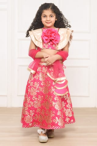 Pinkcow designs pvt ltd Lullaby Lane Floral Brocade Lehenga Blouse Set 
