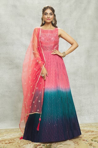 Aariyana Couture Mirror & Sequin Embroidered Anarkali With Dupatta 