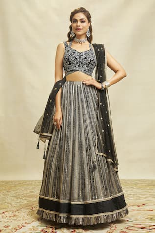 Aariyana Couture Color Blocked Embroidered Lehenga Set 