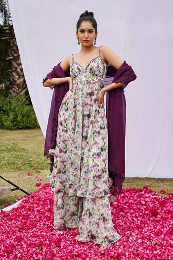 Ahi Clothing Embroidered Anarkali Palazzo Set 