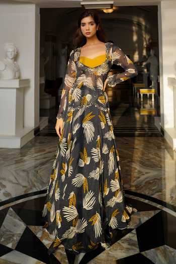 Ahi Clothing Abstract Printed Kurta Lehenga Set 